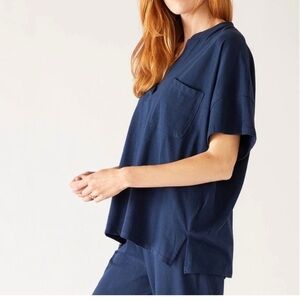 Mersea Women's Amelia Navy Short-Sleeve Pocket Tee. One size fits most.